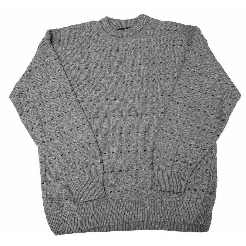 Vintage Men's J. G. Hook Sweater NWT Size XL Gray Pink Blue Accents 100% Cotton